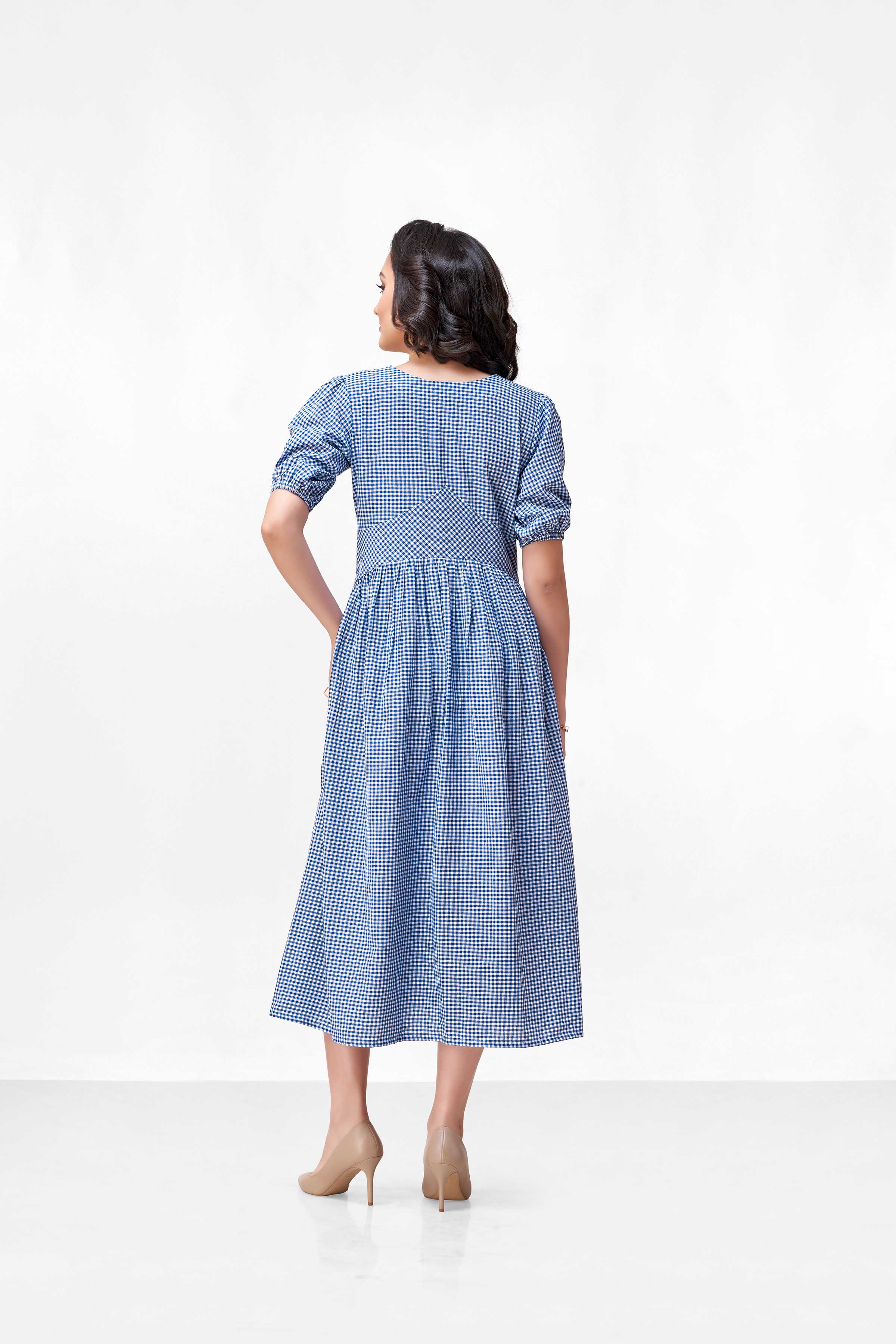 CLARA BLUE CHEX DRESS